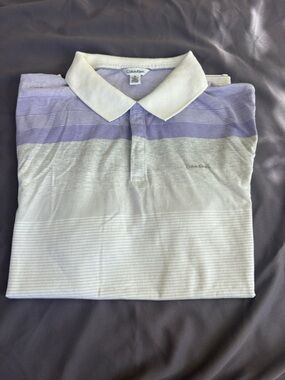 Calvin Klein Lavender and White Striped Polo